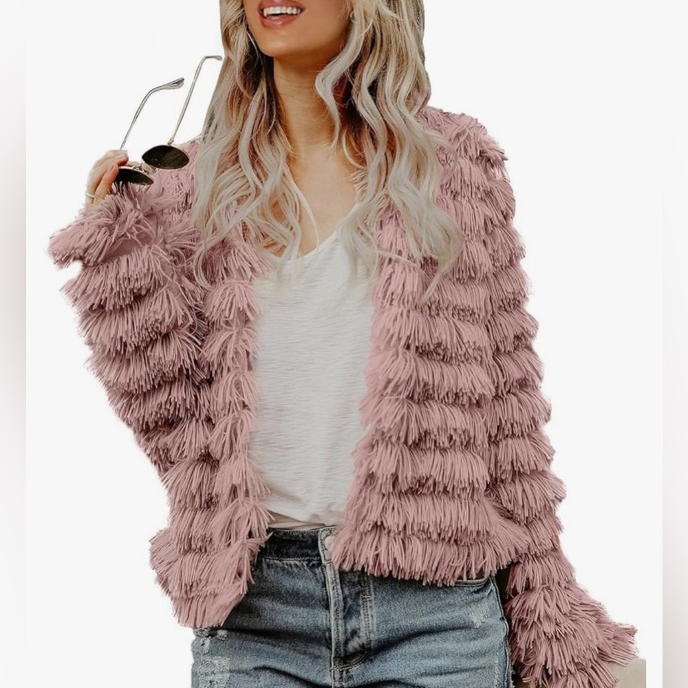 Pink Faux Fur Shaggy Jacket